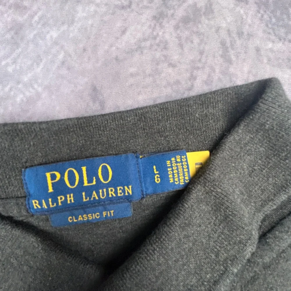 Polo Ralph Lauren Mens Large Classic Fit Short Sleeve Polo Shirt Charcoal Black
